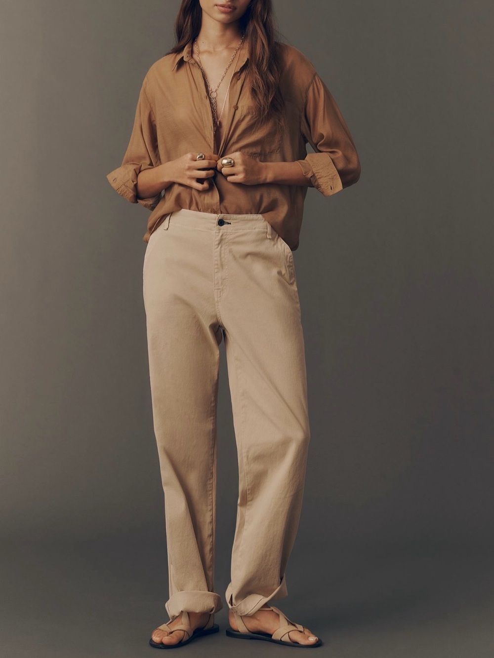 NWT ASKK NY Slouchy Chino Pants Khaki Size 26